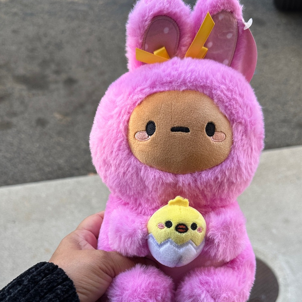 Cute Pink Bunny Plush with Chick